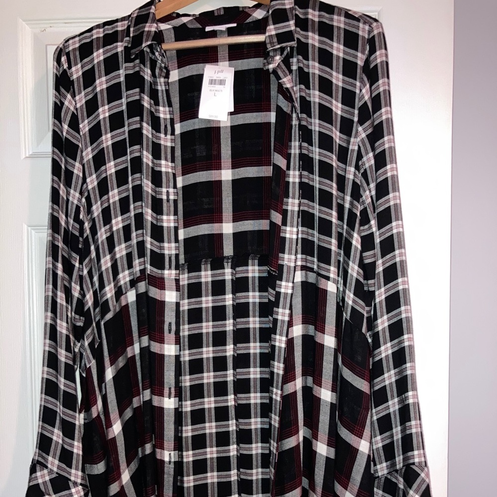 Women’s button down plaid blouse
